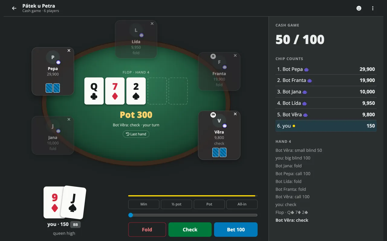 The online table on a big screen