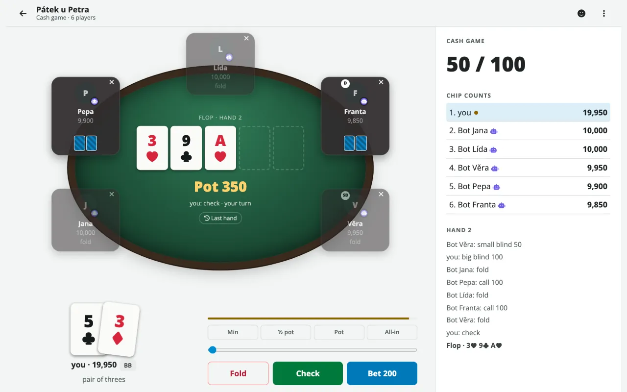 The online table on a big screen